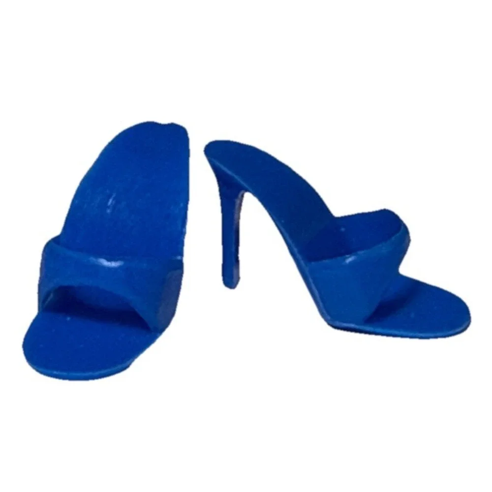 Vintage Barbie Clone Shoes High Heel Mules Blue Made in the Philippines BB15-7